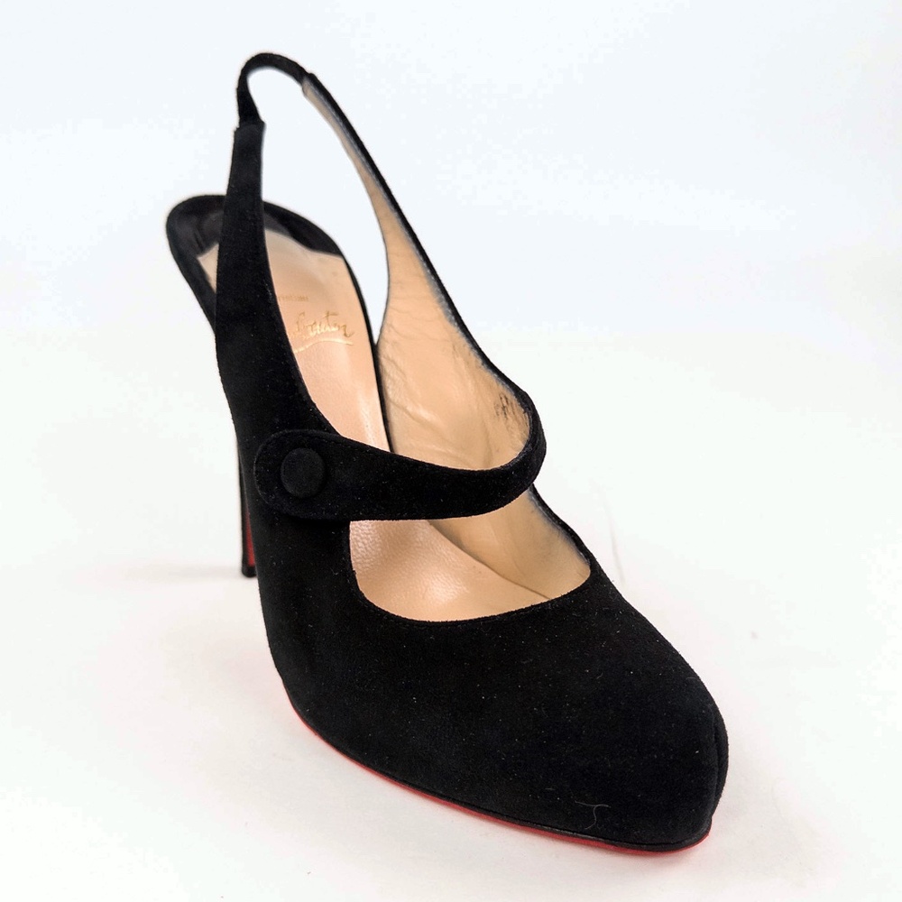 Christian Louboutin Rolande Boucle 120 Suede Slingback Pumps Casali Red Sole - Picture 4 of 7